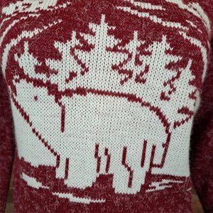Vintage 1970s Spectre Womens Sweater Size S Maroon & White Polar Bear Fuzzy